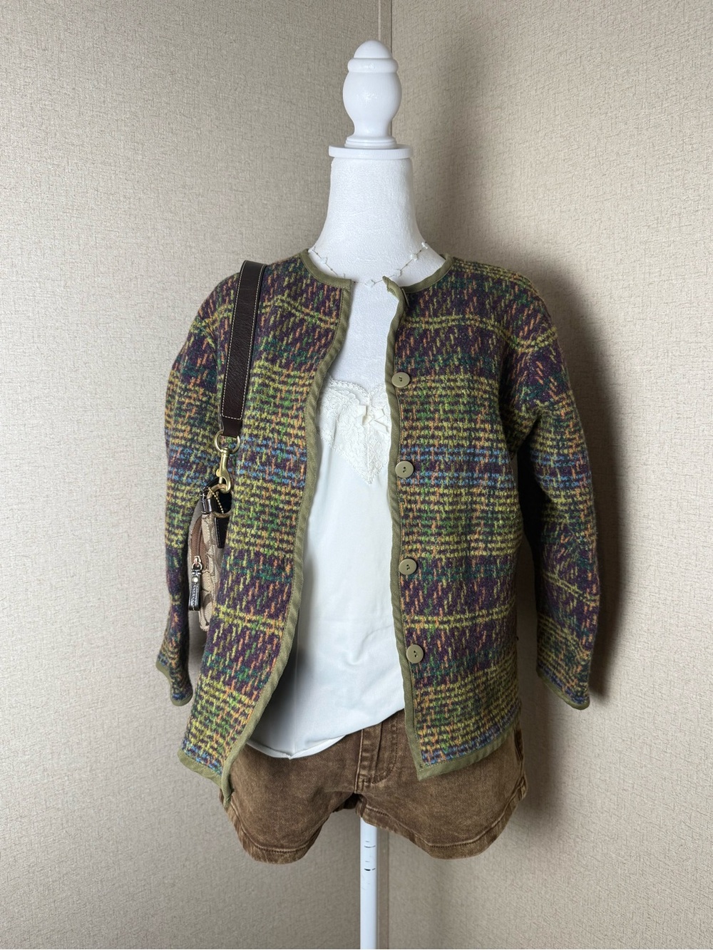 Vintage Coldwater Creek Multicolor Wool-Blend Button Cardigan Jacket